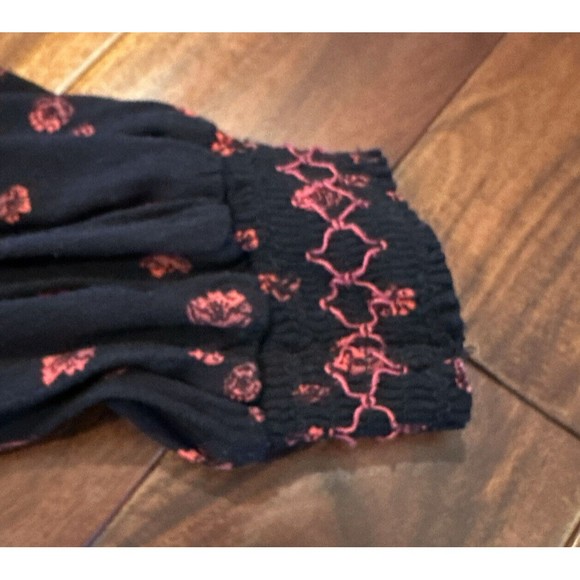 Free People Women’s Floral Dress Small Petite SP Romantic Black Red Flowers - Picture 4 of 12